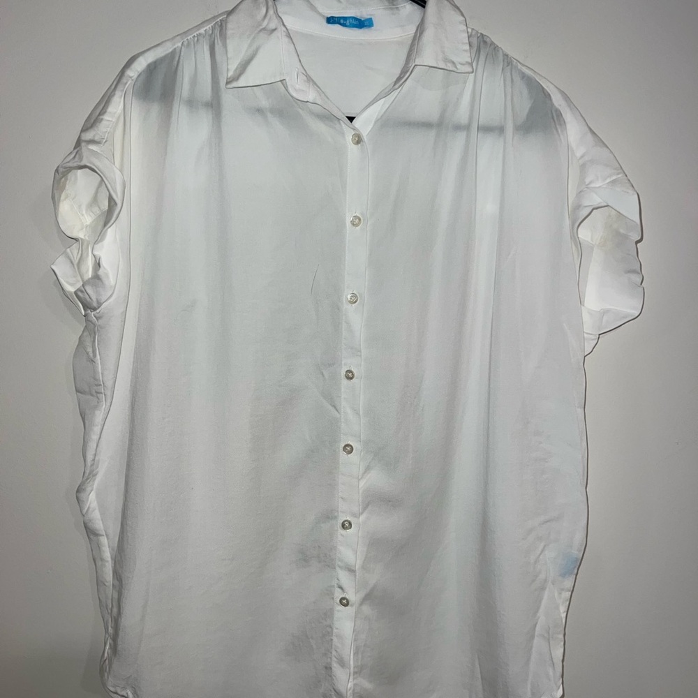 J. McLaughlin White Casual Button Down Shirt